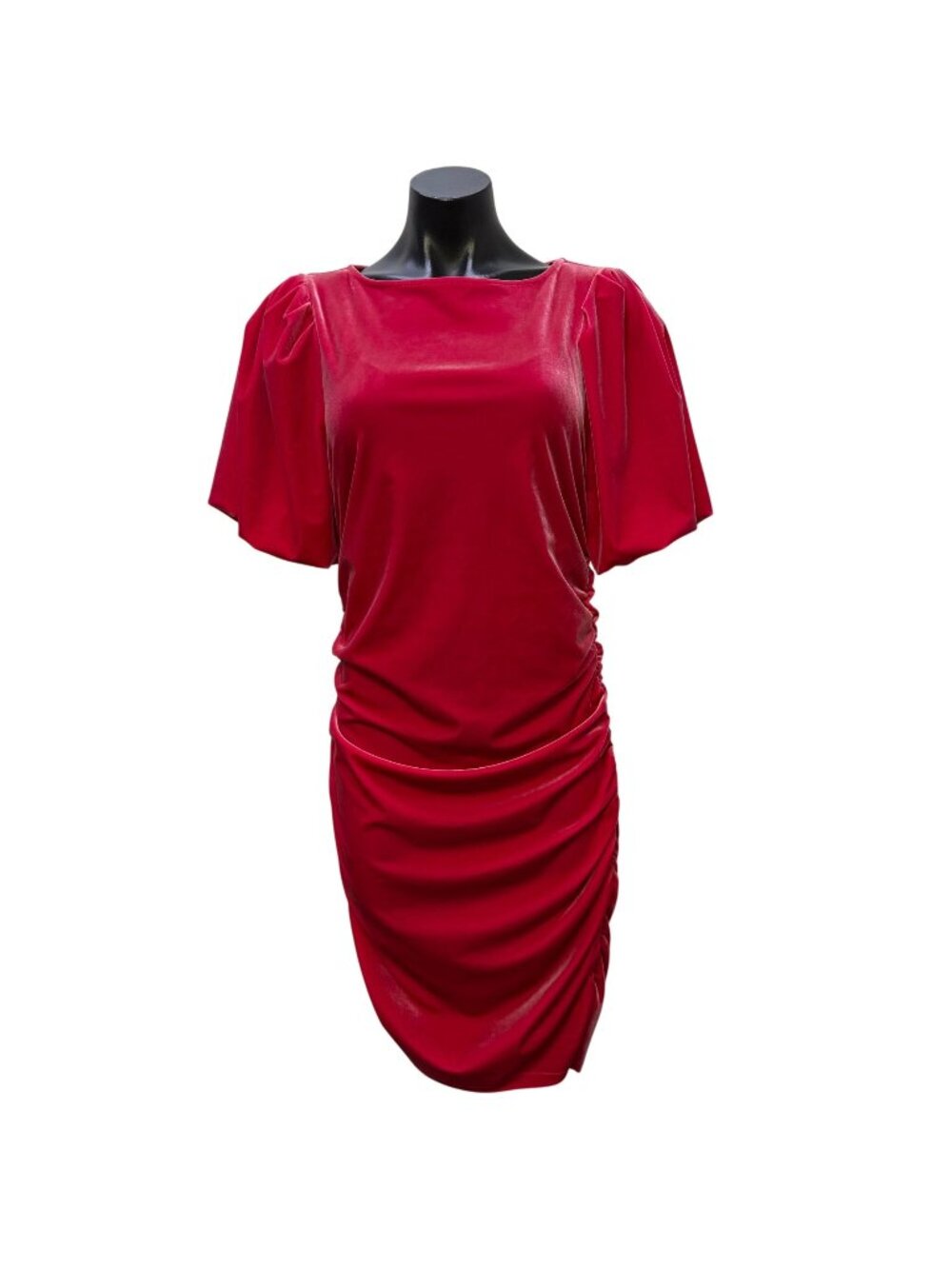 Scotch & Soda Pink Velvet Dress With Ruched Skirt & Short Puff Sleeves L